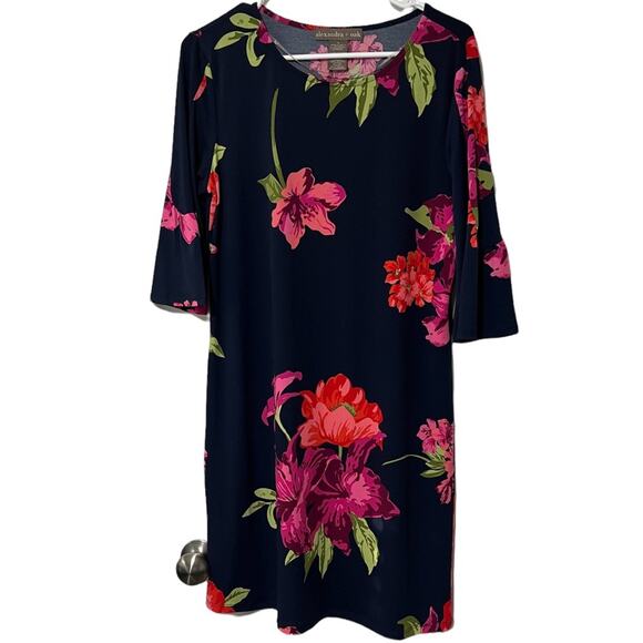 Alexandra + Oak Floral Shift Dress Bell Sleeve Medium - Picture 1 of 5